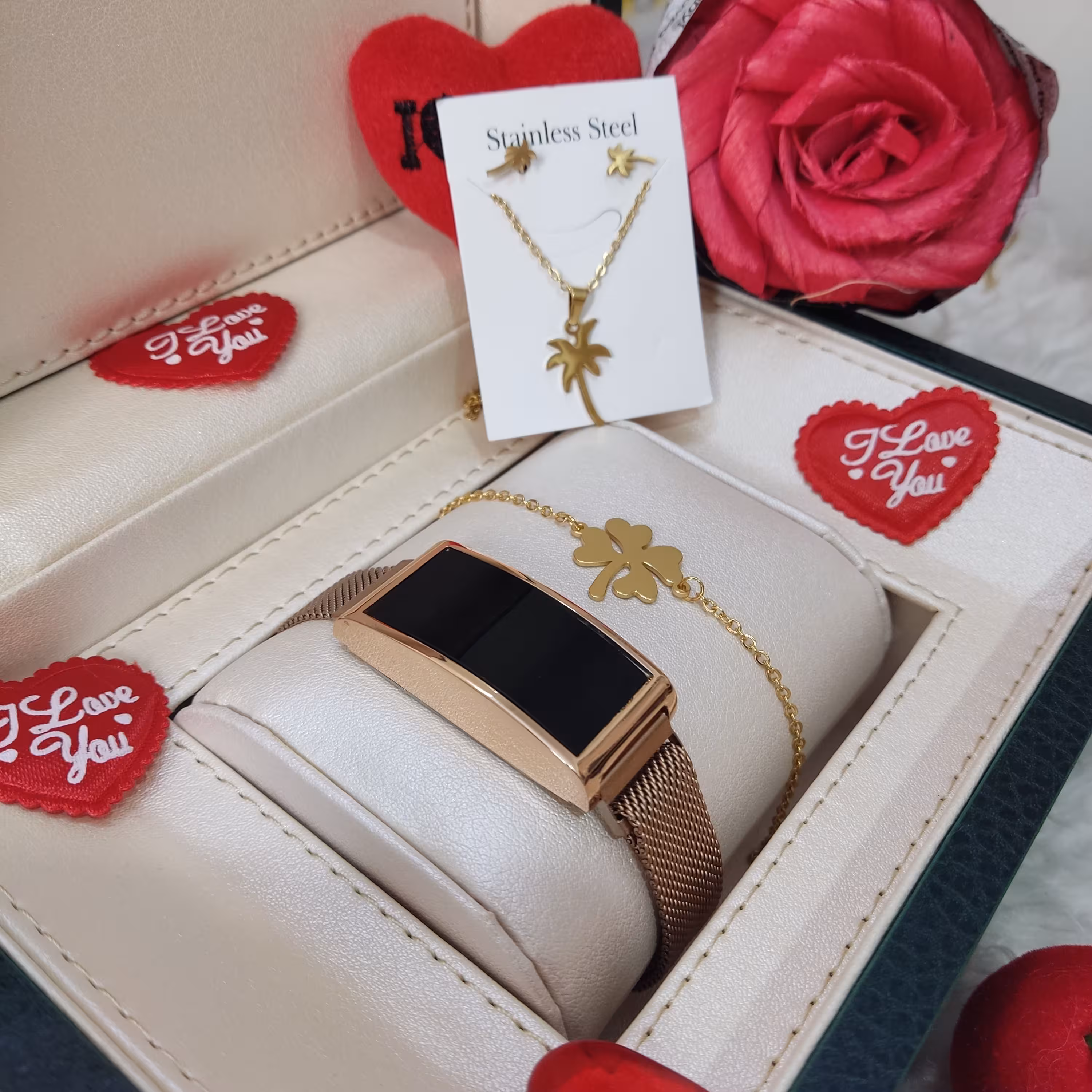 ست ساعت زنانه رزگلد صفحه لمسی