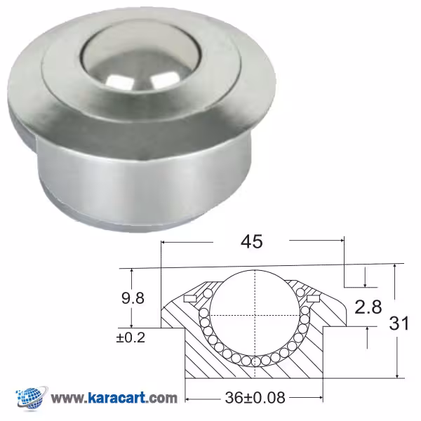 بلبرینگ چشمی با ساچمه حمل کننده، لبه دار، توکار AU22 (SP22)