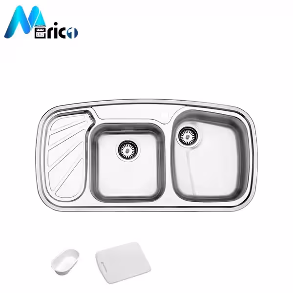 سینک استیل البرز کد 611 توکار دو لگنه