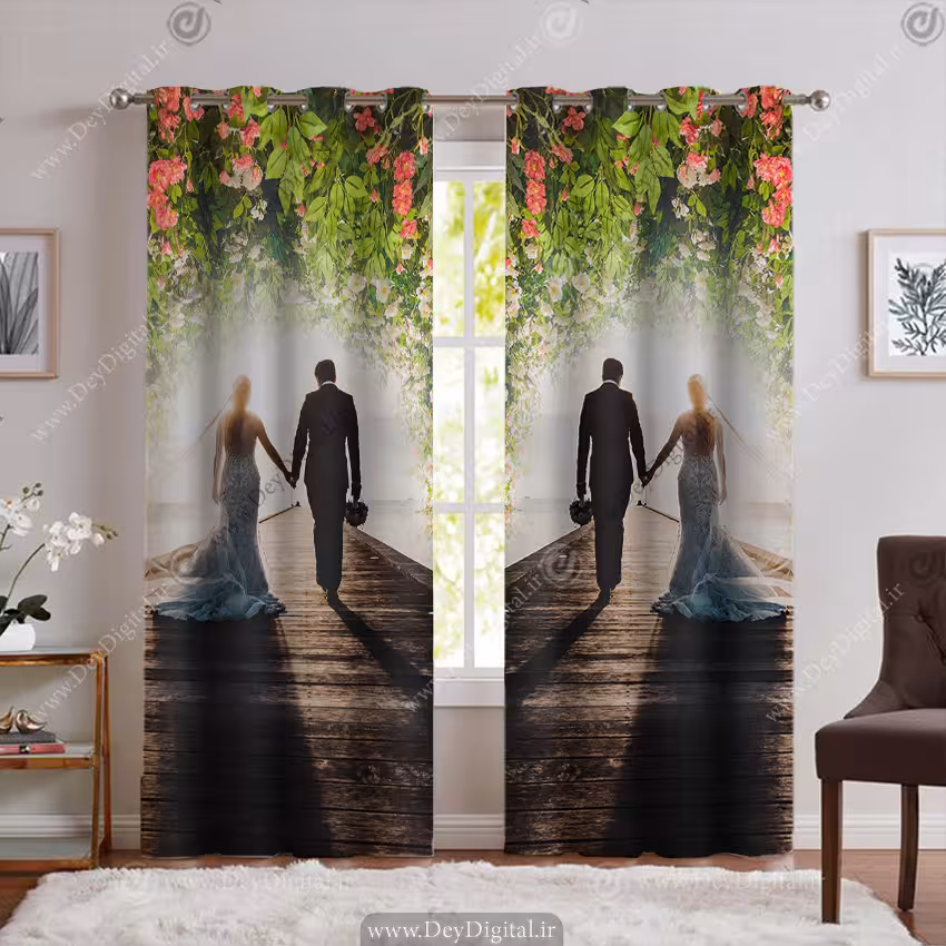 پرده چاپی با طرح عروس و داماد برای محضر ازدواج PK-6070