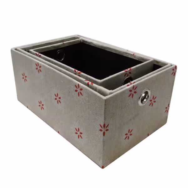 جعبه 3 عددی کرم گل دار فانتزی