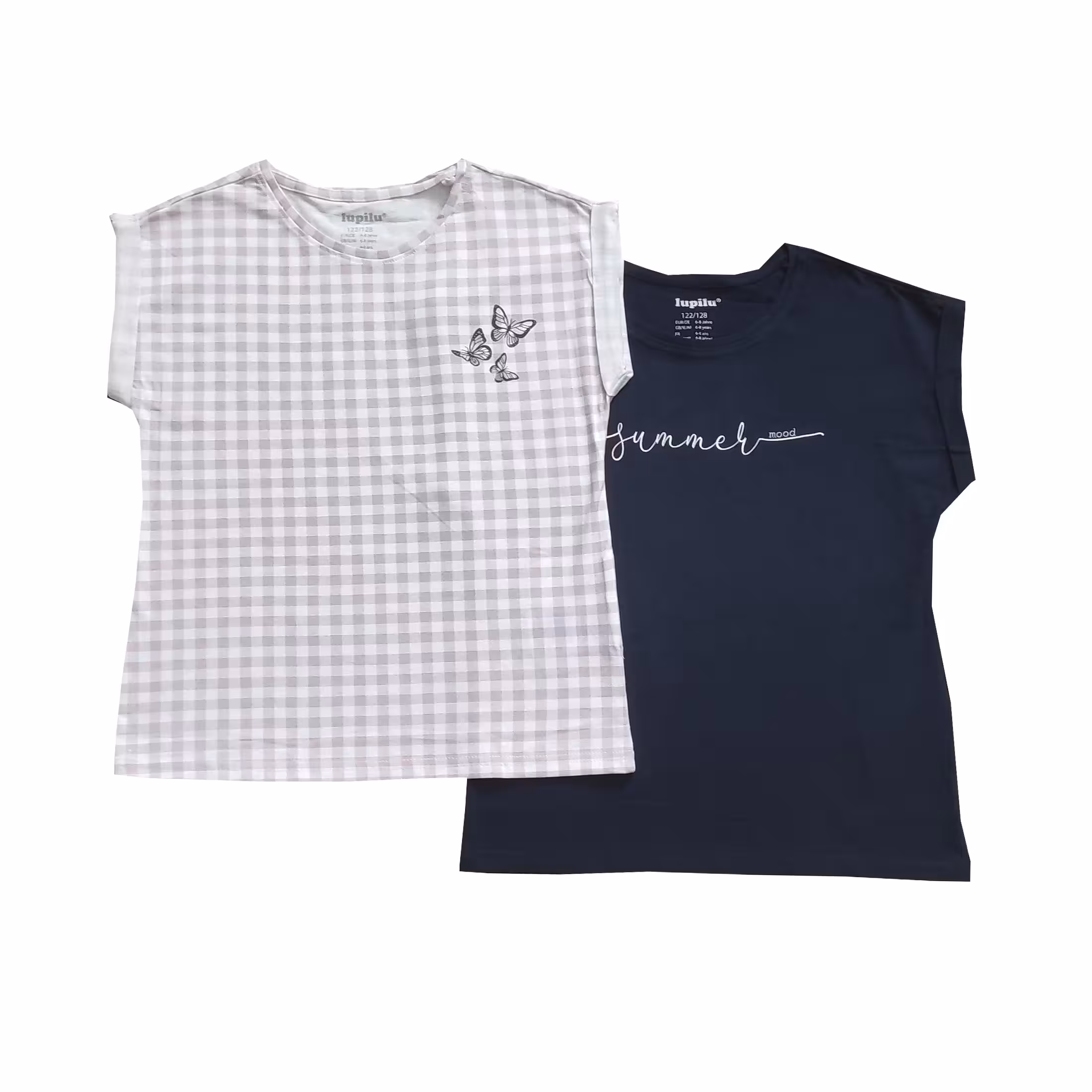 تی شرت آستین کوتاه دخترانه لوپیلو مدل  A00 مجموعه 2 عددی