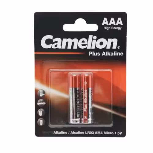 باتری کملیون پلاس آلکالاین نیم قلم AAA بسته 2 عددی