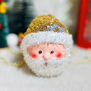 گوی کریسمس سر بابانوئل طلایی 8 سانت کد 215