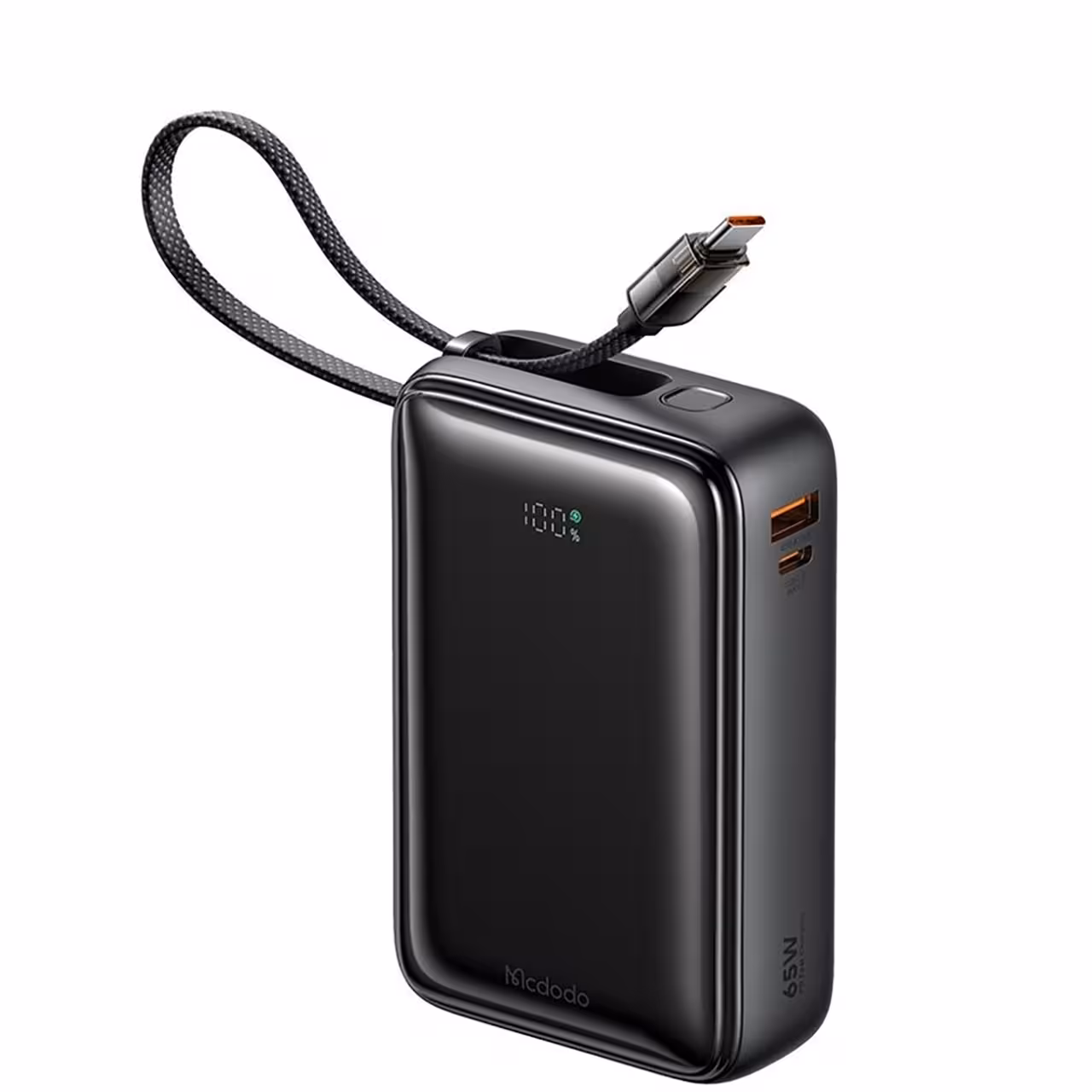 پاوربانک 20000 یو‌اس‌بی و تایپ‌سی 65 وات مک دودو MC-6370 با کابل متصل
