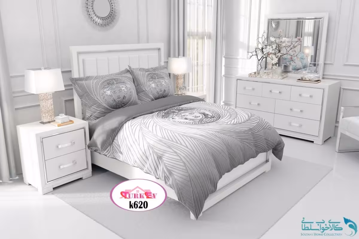روتختی طرح ورساچه خاکستری دونفره برند Turkev کد K620