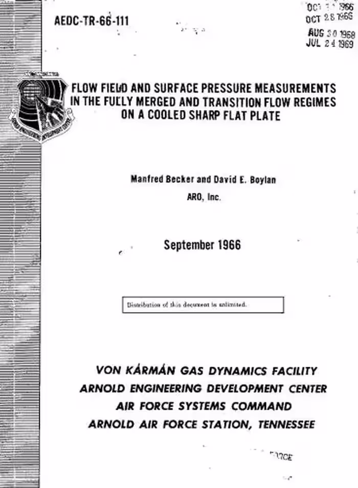 خرید و دانلود نسخه کامل کتاب Flow Field and Surface Pressure Measurements in the Fully Merged and Transition Flow Regimes on a Cooled Sharp Flat Plate