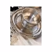پیاله پیش دستی برنجی نقره ای گلریز 7967