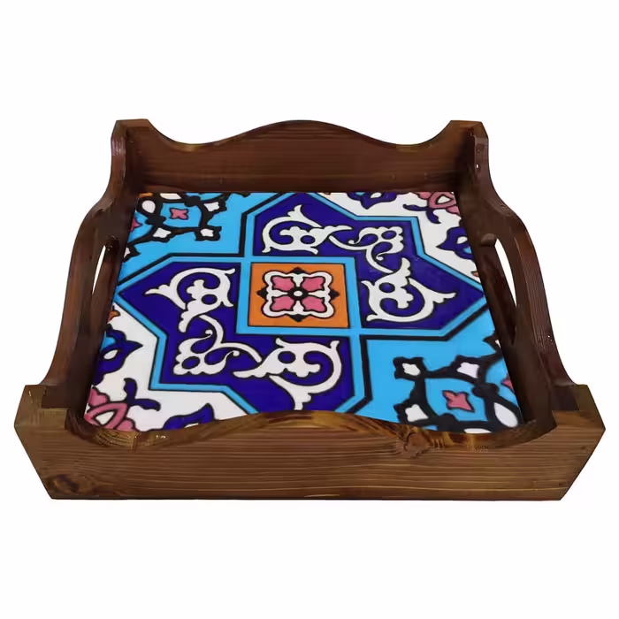 سینی چوبی طرح کاشی
