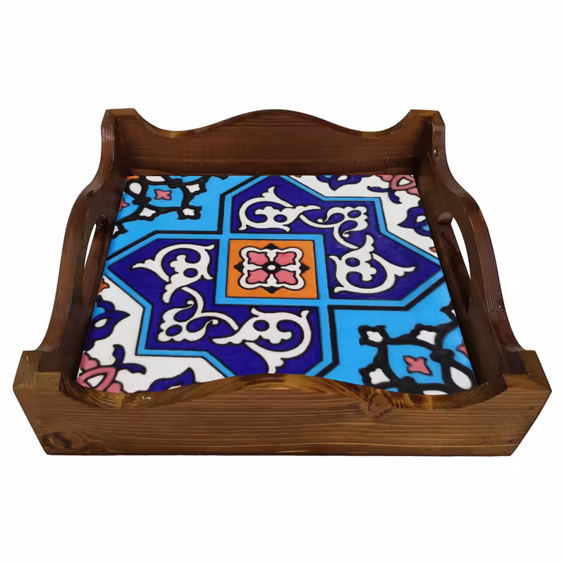 سینی چوبی طرح کاشی