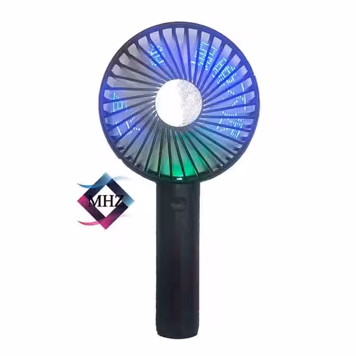 پنکه دستی 3 دور شارژی LED دار (مشکی)