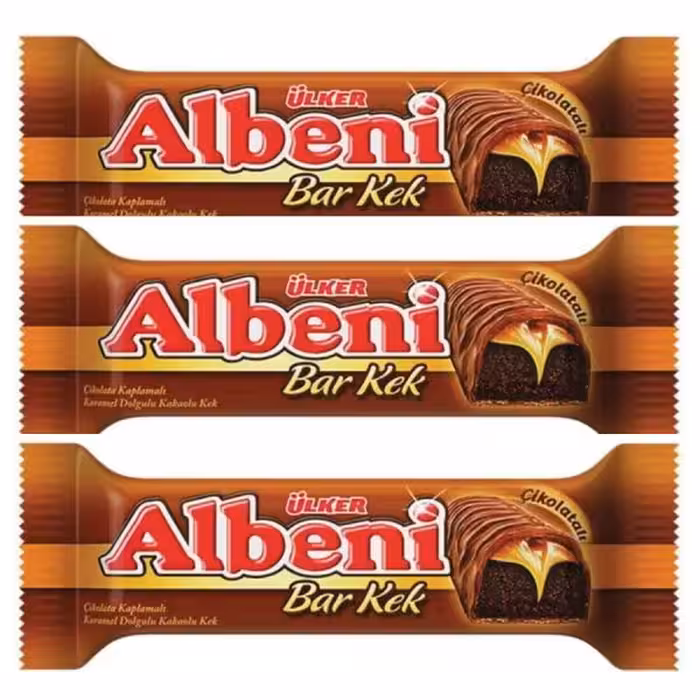 کیک بار آلبنی با روکش شکلاتی اولکر – 43 گرم بسته 3 عددی