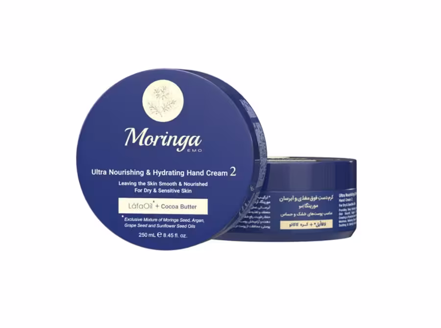 کرم دست فوق مغذی و آبرسان مورینگا امو مناسب پوستهای خشک و حساس 250میلی لیتر