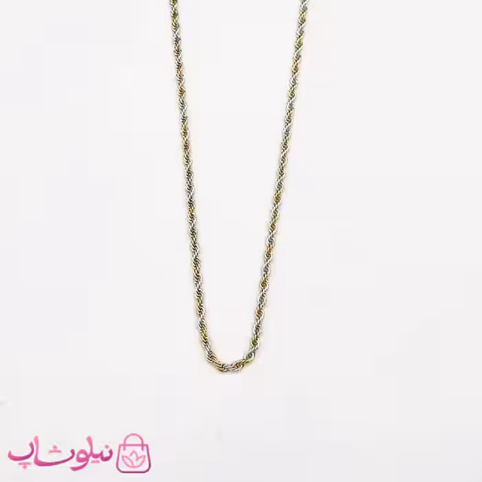 زنجیر طنابی دو رنگ استیل طول 60 سانت عرض 2 میل کد 1291