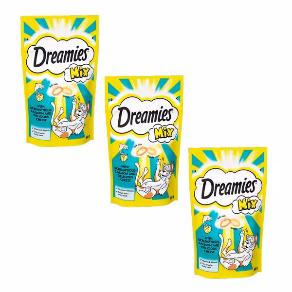 تشویقی مغزدار گربه دریمیز طعم ماهی و پنیر وزن 60 گرم (بسته 3 عددی)