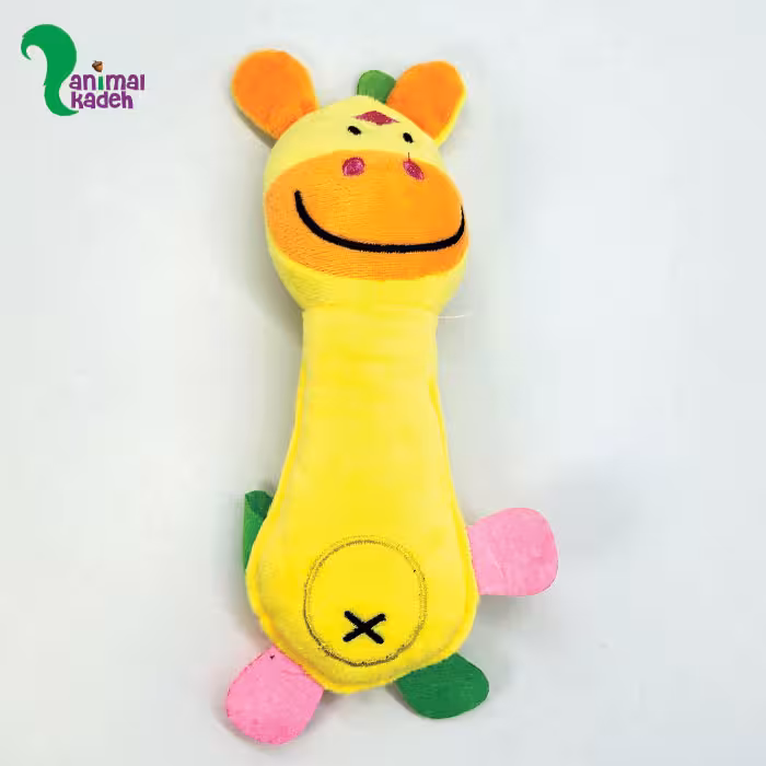 اسباب بازی عروسکی مخملی سگ و گربه طرح زرافه خندان
