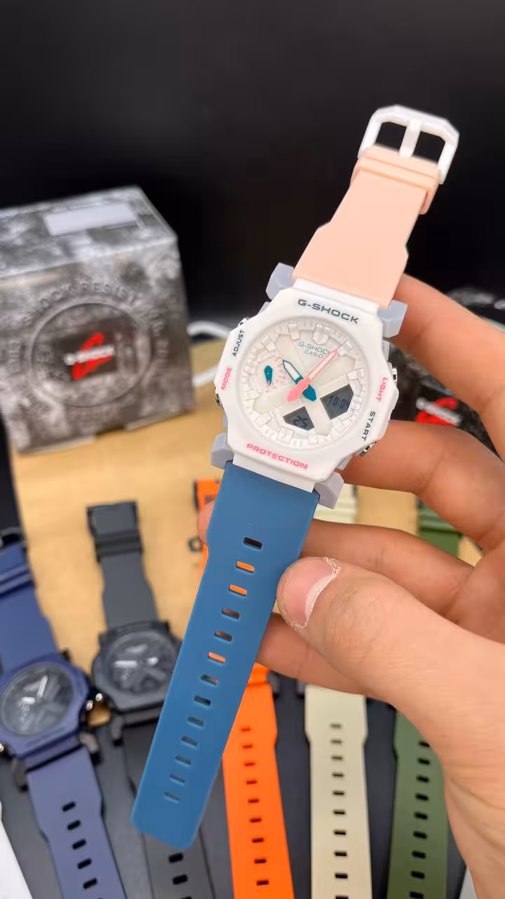 ساعت مچی اسپرت کاسیو جیشاک مدل X بند آبی/صورتی