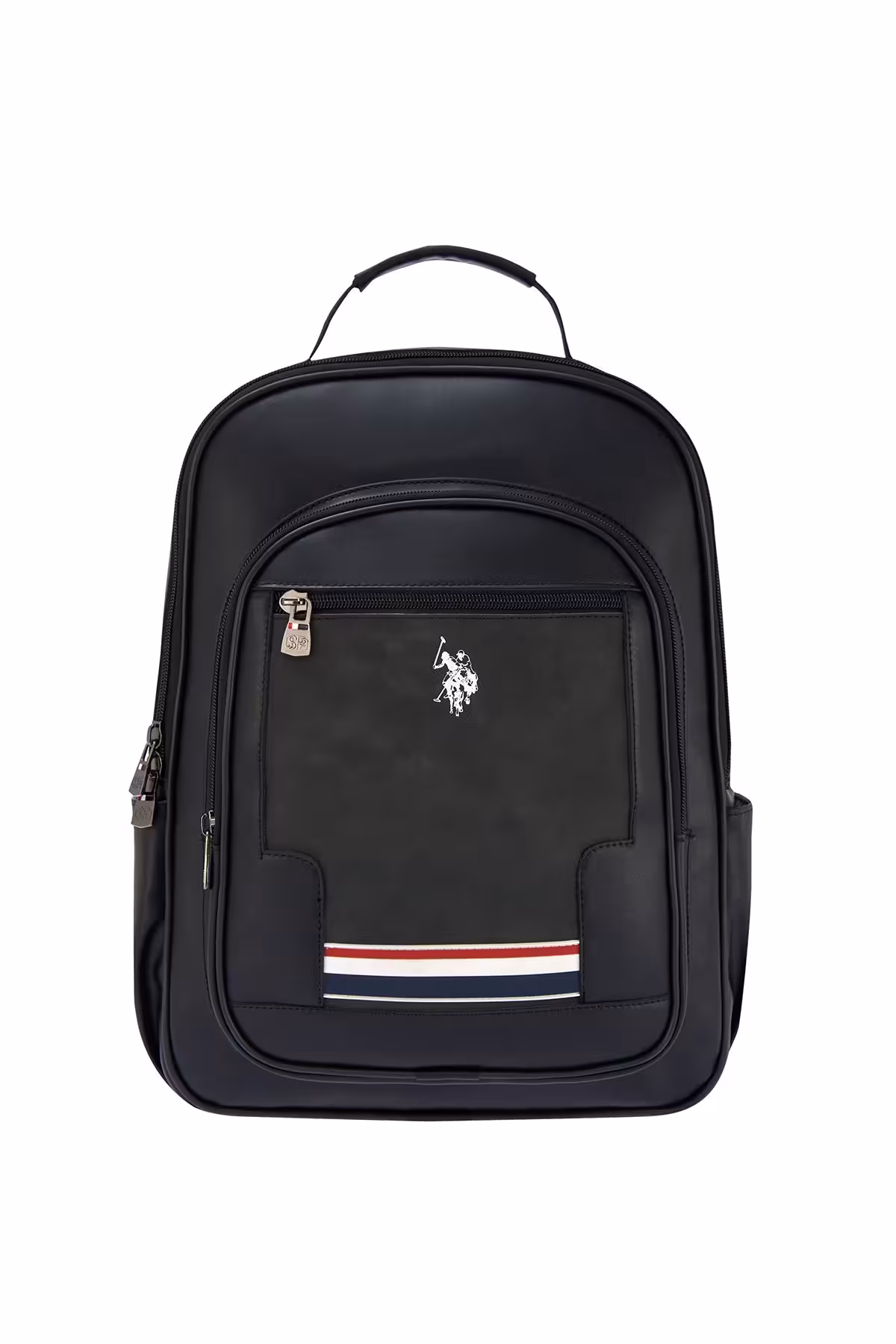 کوله پشتی مردانه و زنانه پایه چوگان ASSN. چرمی یونیزکس سیاه سفید U.S. Polo Assn.