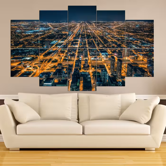 تابلو شاسی 10 تیکه طرح شهر 4 سایز 100X60