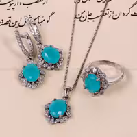 نیم ست زمرد سنتاتیک زنانه کد 14797 - جواهری مشاهیر