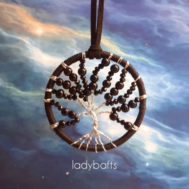 آویز ماشین درخت زندگی با مروارید مشکی