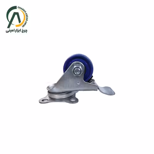 چرخ پلی آمید آبی EN گردان ترمزدار قطر 75 میلی متر