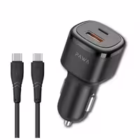 شارژر فندکی خودرو 48W پاوا Pawa مدل PW-CC48QCT به همراه کابل تایپ C