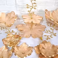 سرویس ظروف پذیرایی رزینی 6 نفره با پایه تمام برنجی