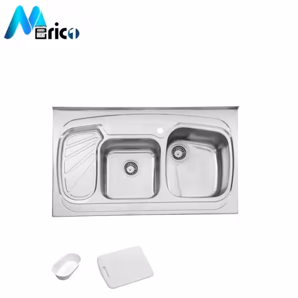 سینک استیل البرز کد 611 روکار دو لگنه