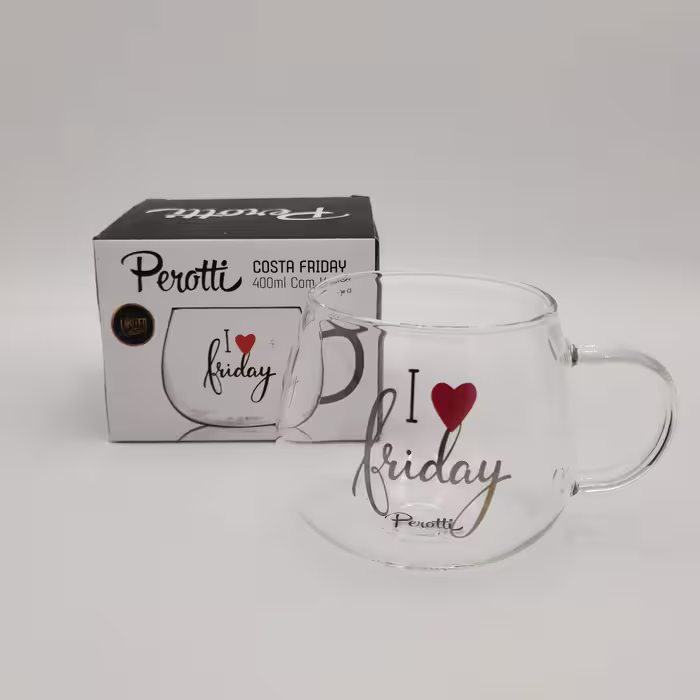 فنجان شیشه ای مدل COSTA FRIDAY برند پروتی ترکیه  _ شناسه کالا : 13773