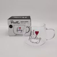فنجان شیشه ای مدل COSTA FRIDAY برند پروتی ترکیه  _ شناسه کالا : 13773