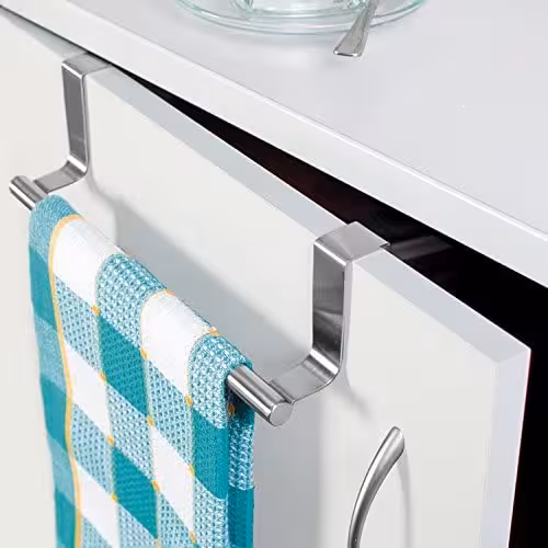 آویز حوله کابینتی و دستمال نقره ای کد AV033