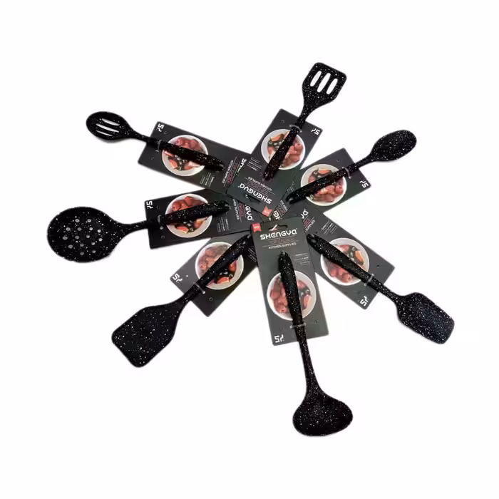 سرویس کفگیر و ملاقه 7 پارچه شنگیا مدل سیلیکونی کهکشانی طرح مینیاتوری | کالا مکس