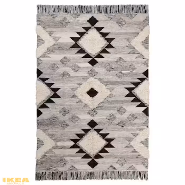 فرش دستبافت مشکی خاکستری مدل TANNISBY | برند ایکیا | ارسال 5 روز کاری