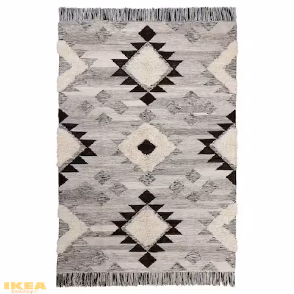 فرش دستبافت مشکی خاکستری مدل TANNISBY | برند ایکیا | ارسال 5 روز کاری