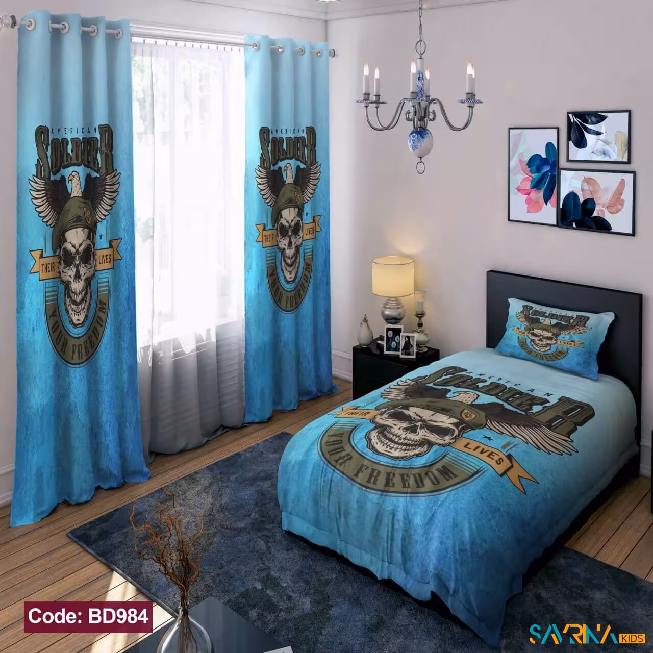 ست اتاق خواب پسرانه طرح جمجمه کد BD984