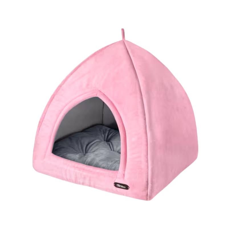 لانه سه گوش رنگ/طرح صورتی طوسی کد 1009 برند Ninapet نیناپت