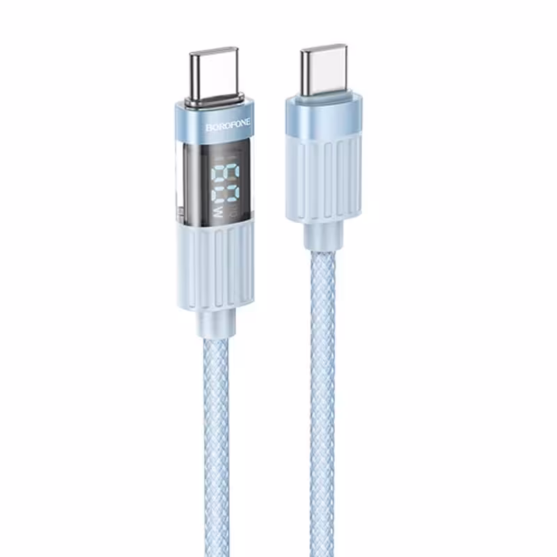 کابل شارژ ال ای دی دار Type-c به Type-c به طول 1.2 متر 60W مدل BOROFONE U46