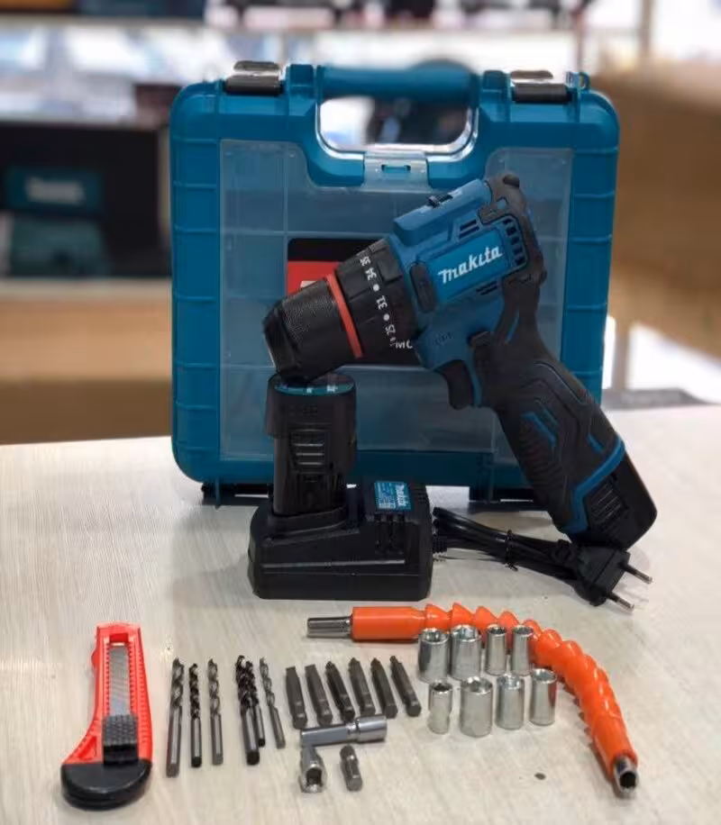 دریل شارژی 24 ولت براش لس ماکیتا چکشی دو باطری مدل 24 V