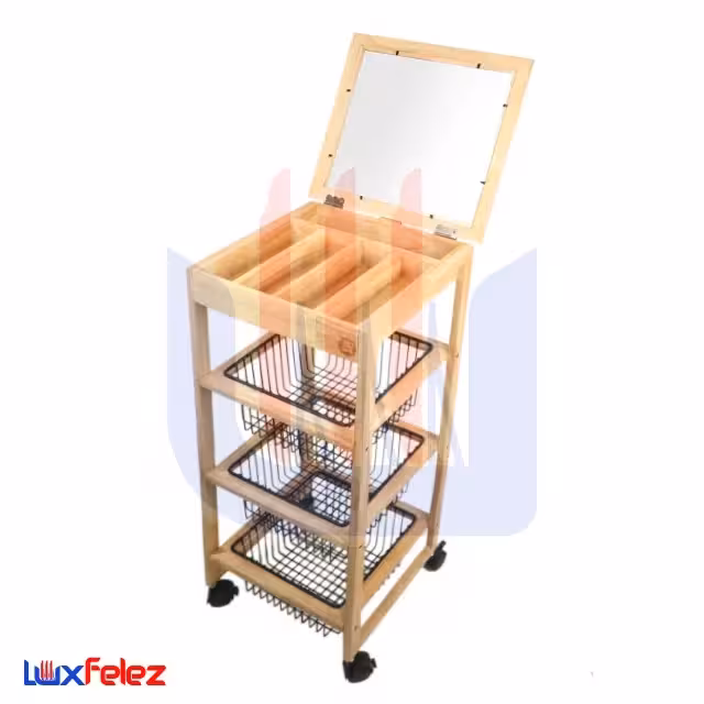 جاپیازی عروس نوین مدل ایکیا مربع چوبی جاقاشقی دار سه طبقه