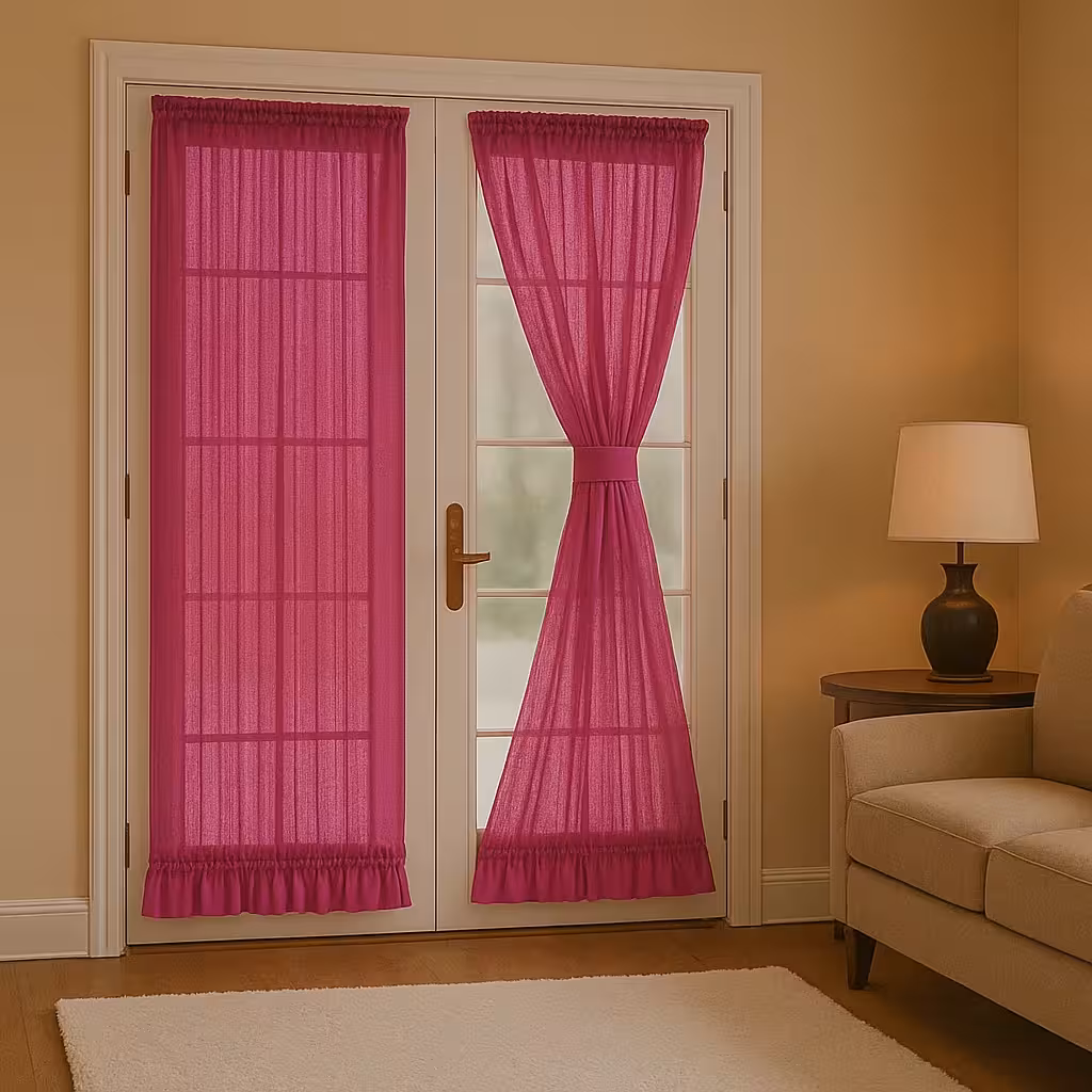 پرده پشت پنجره ای حریر بافت‌دار بنفش ارغوانی