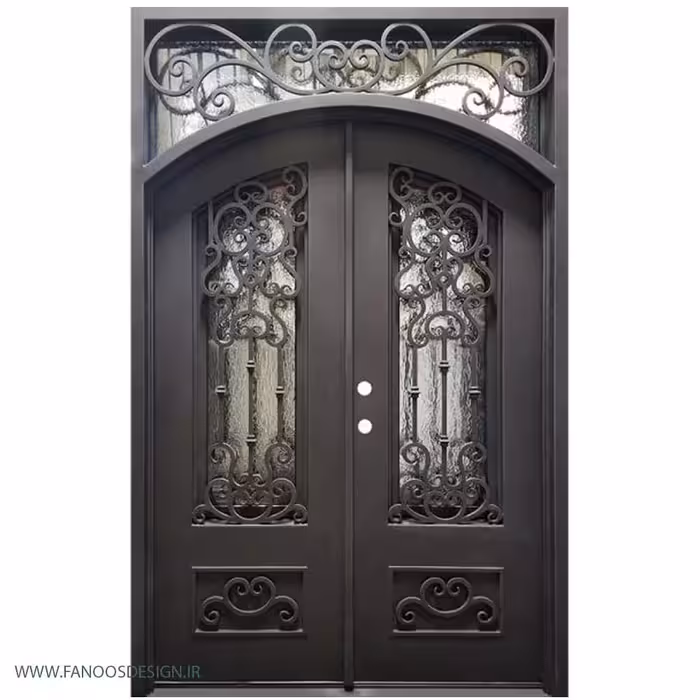 درب  ورودی فلزی با طرح شیشه مات کد 1212