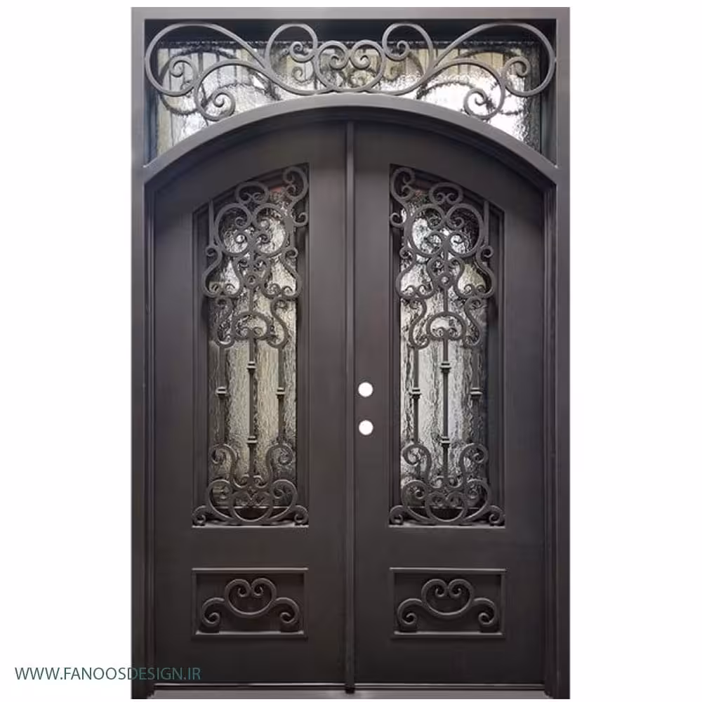 درب  ورودی فلزی با طرح شیشه مات کد 1212