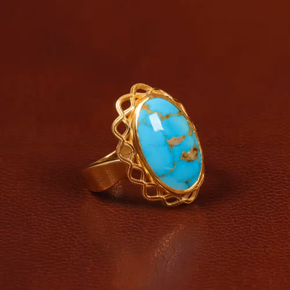 انگشتر فیروزه شجری زنانه کد 30673 - جواهری مشاهیر