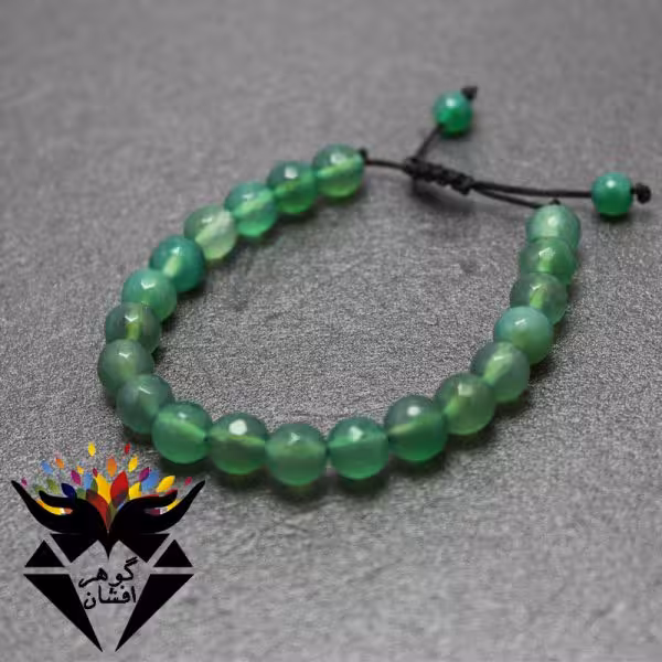 دستبند عقیق سبز تراش دار اصل اسپرت کد D_1772