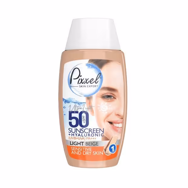 ضد آفتاب رنگی پیکسل با Spf50 مناسب پوست خشک و حساس حجم 50 میلی لیتر