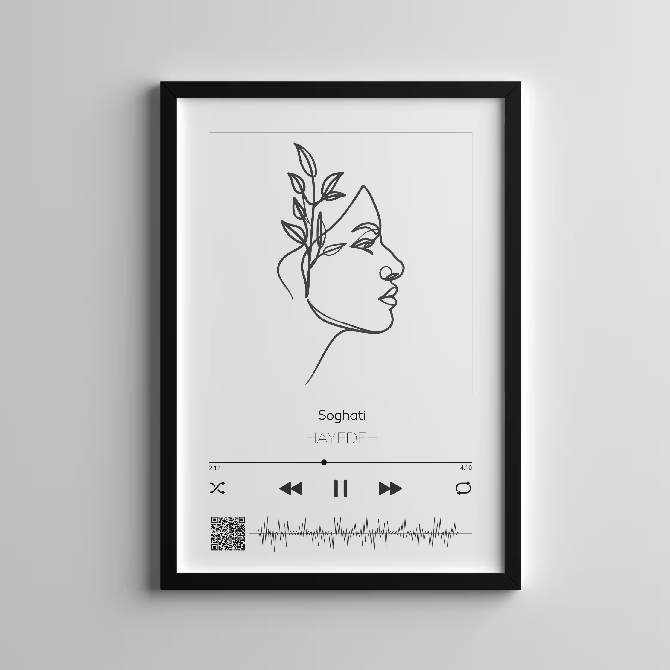 تابلو موزیک لاین آرت (تابلوی پخش موزیک دلخواه شما) 20در30 (A4)