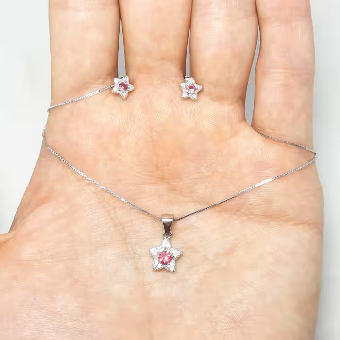 نیمست نقره 925 مدل ستاره با روکش طلا سفید کد 4