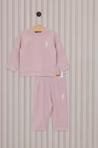 ست لباس نوزاد دختر صورتی پودری یو اس پولو