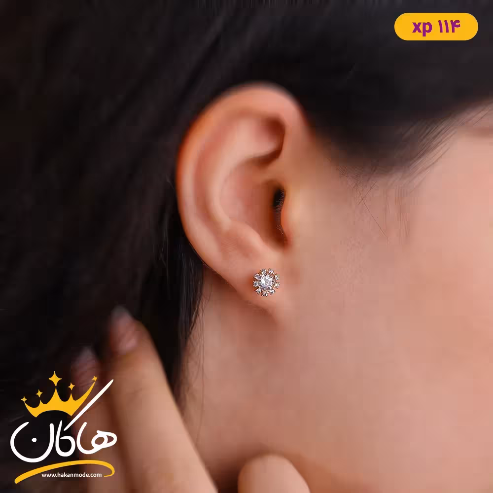 گلگوش میخی تمام نگین طلایی | XP114